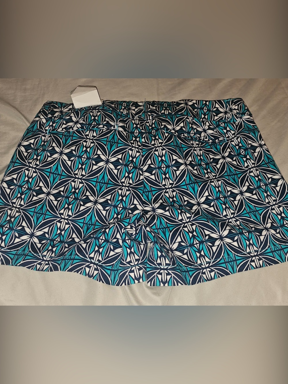 STYLUS Navy, Teal & White Geometric Skirt